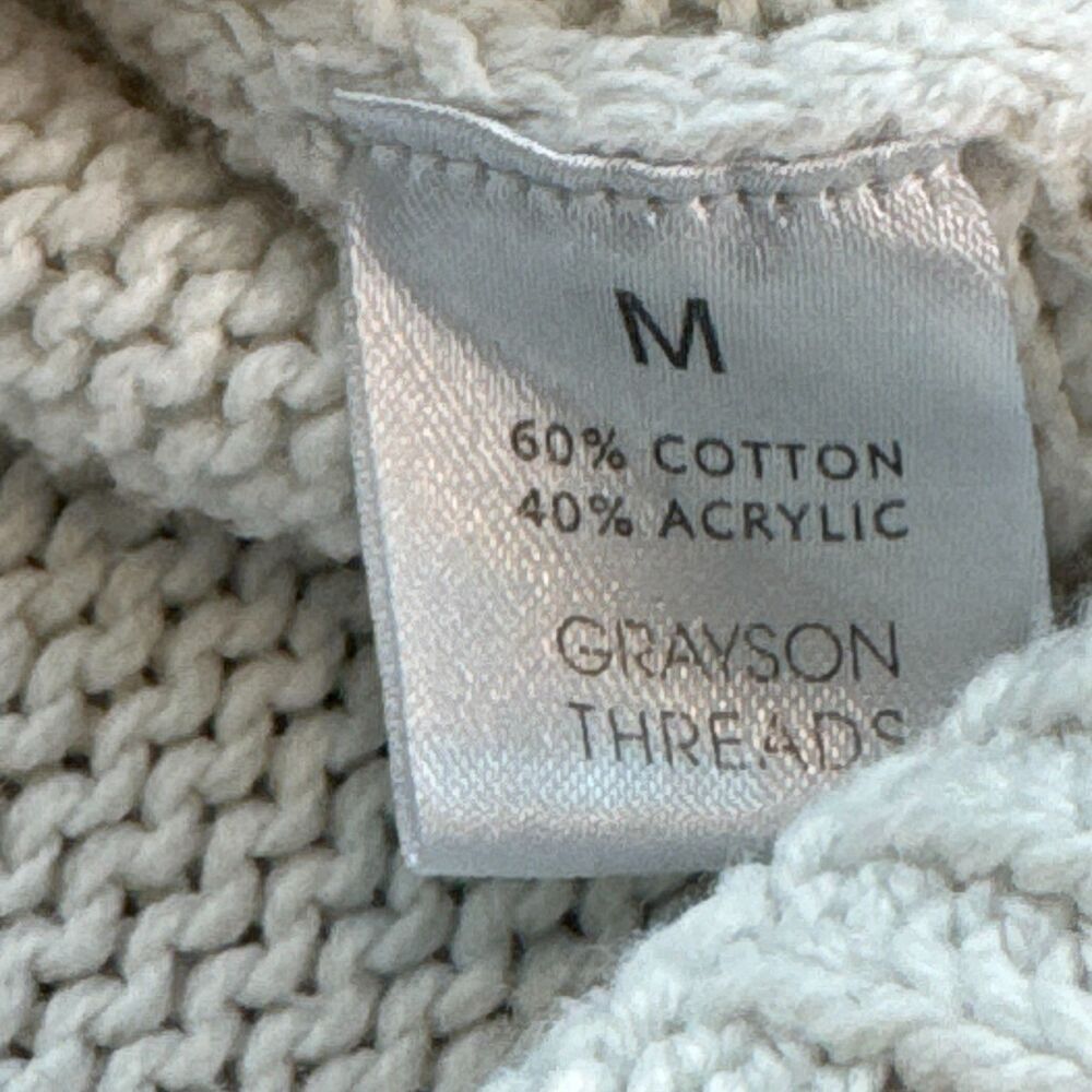 Grayson Threads USA Sweater Womens M Cotton Acrylic Navy White Short Sleeve